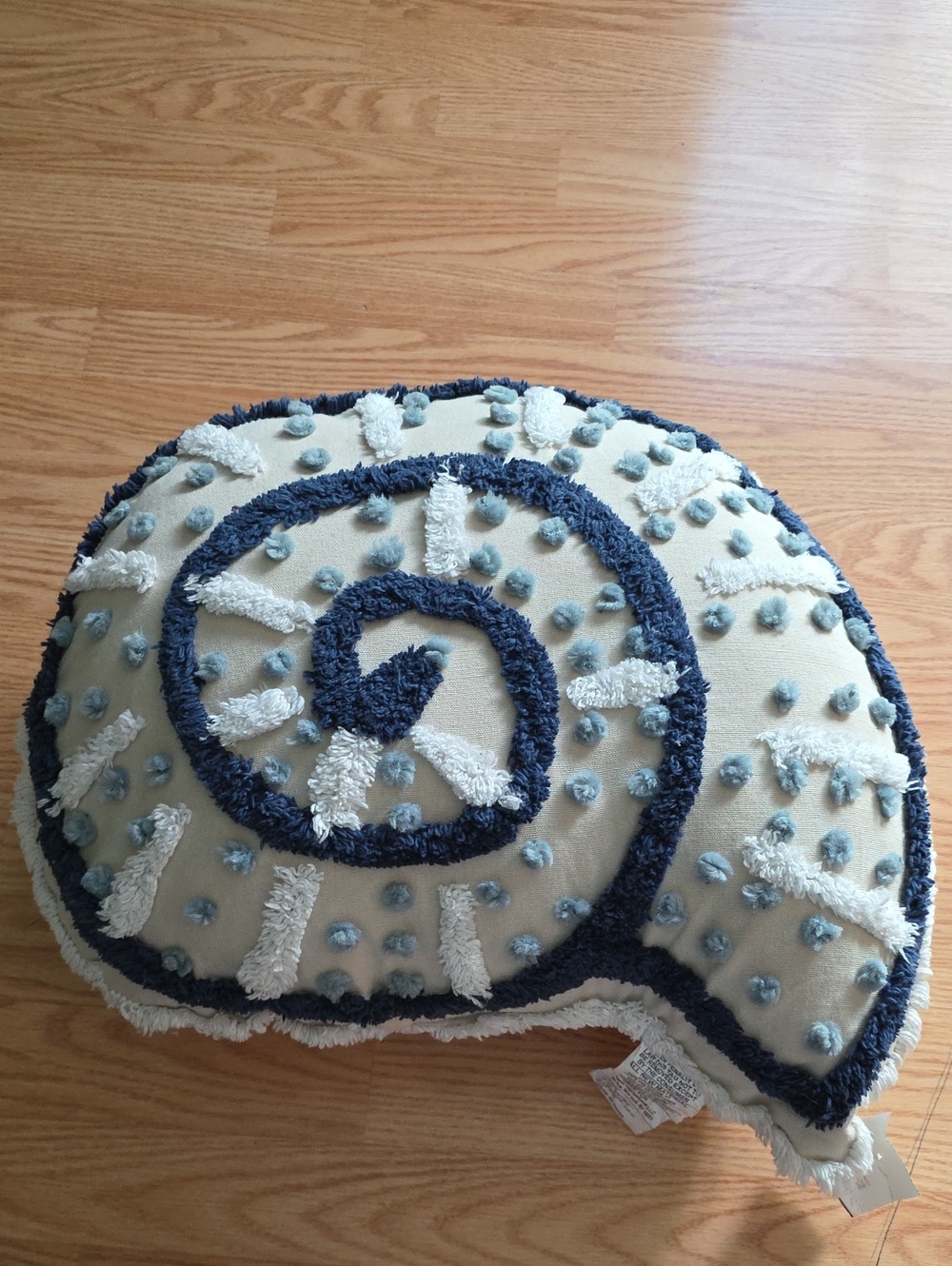 Blue and Cream Spiral Shell Accent Pillow